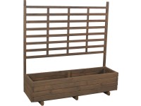 Gaspo Dřevěný truhlík Gmunden s treláží, šedá vintage, 136 x 37 x 136 cm