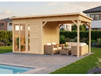Bertilo Designový dřevěný domek Pentus 2 Poolhouse, přírodní, 449 x 234 cm