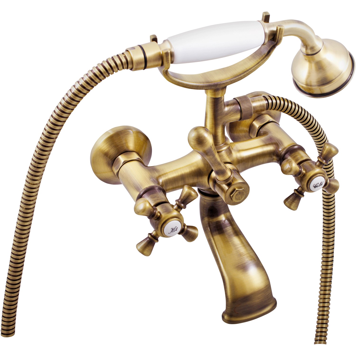 Vanová baterie RAV SLEZÁK Morava se sprchovým setem 150 mm stará mosaz MK359.5/2SM