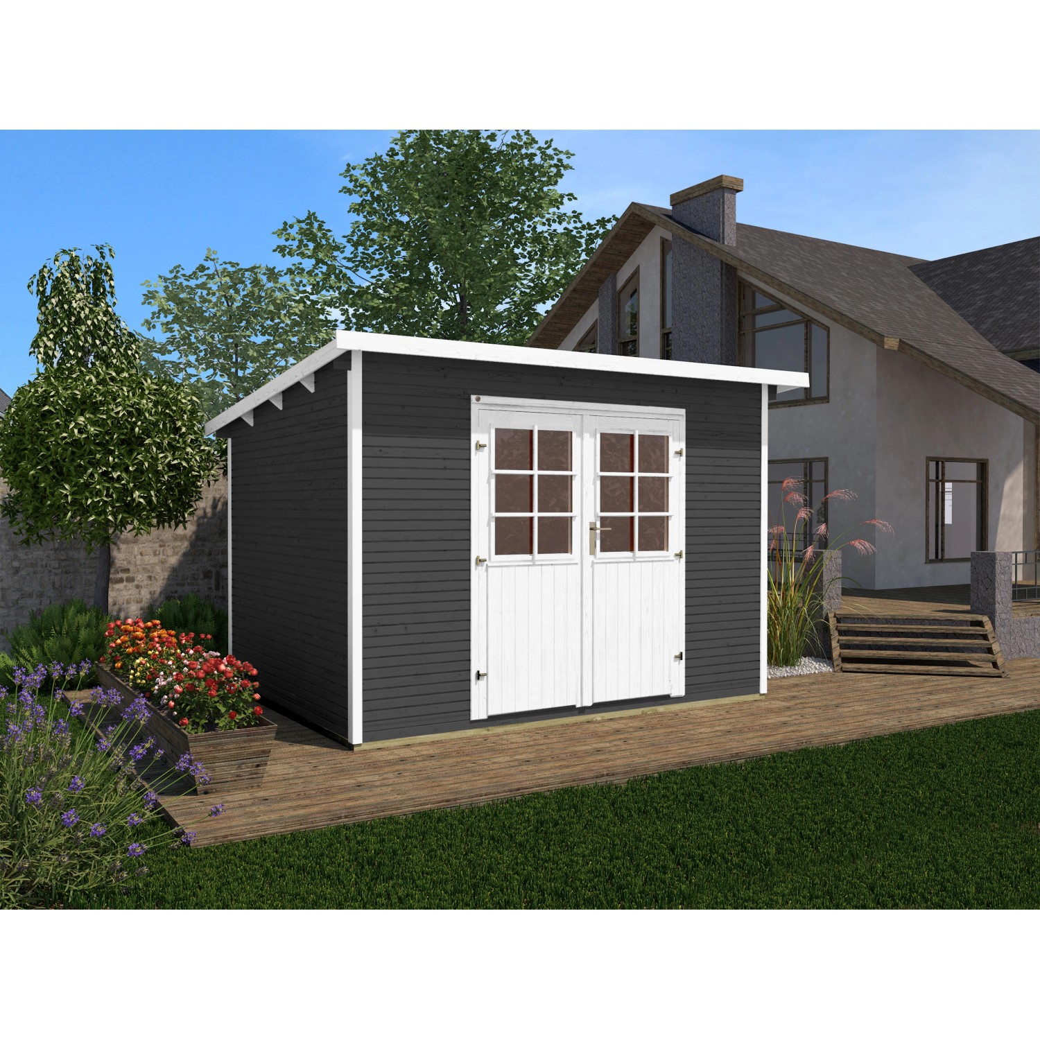 Weka Dřevěný zahradní domek 219 vel. 3, antracitová, 319 x 334 cm