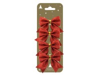 GEROMA Vánoční ozdoby mašle červené 7 x 4,5 cm, 4 ks GEROMA Vánoční ozdoby mašle červené 7 x 4,5 cm, 4 ks