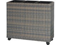 Dělený truhlík z polyratanu s kolečky světle šedohnědý 82 x 28 x 72 cm