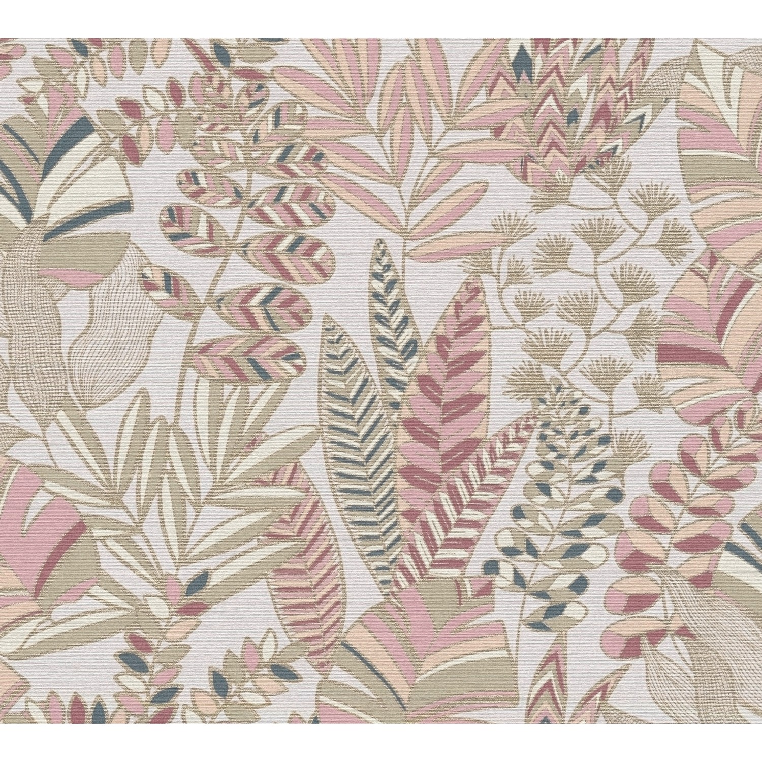 A. S. Creation Vliesová tapeta Antigua Listy retro růžovo-bílá