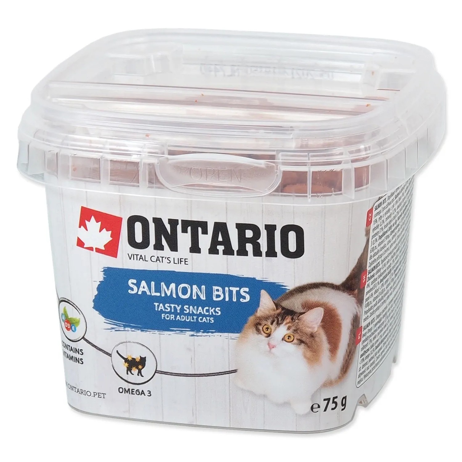 Levně ONTARIO Doplňkové krmivo pro kočky Lososové polštářky 75 g