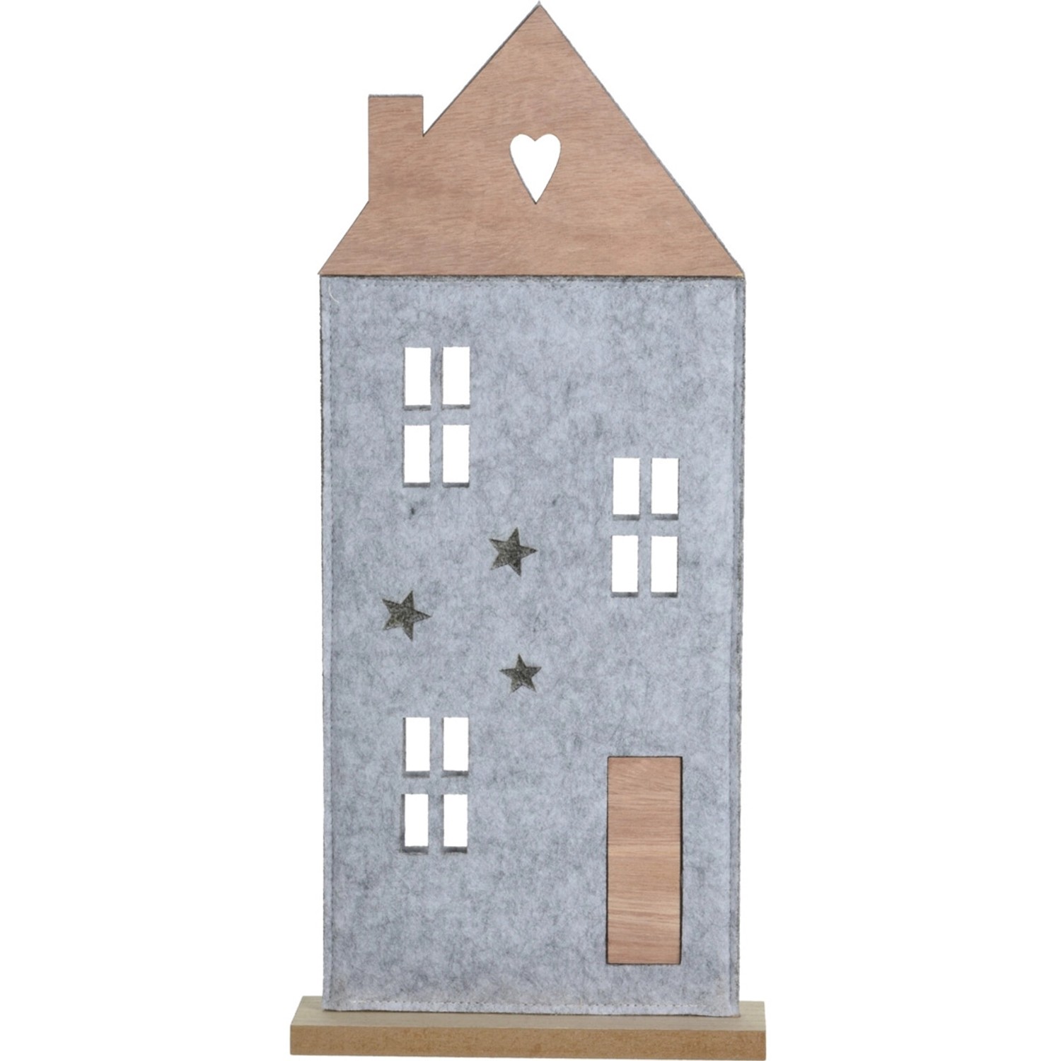 Vánoční dekorace domek ze dřeva a plsti, 3 druhy, 38 cm