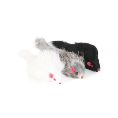 Olala Pets Myška pravá kůže 4 cm, 3 ks