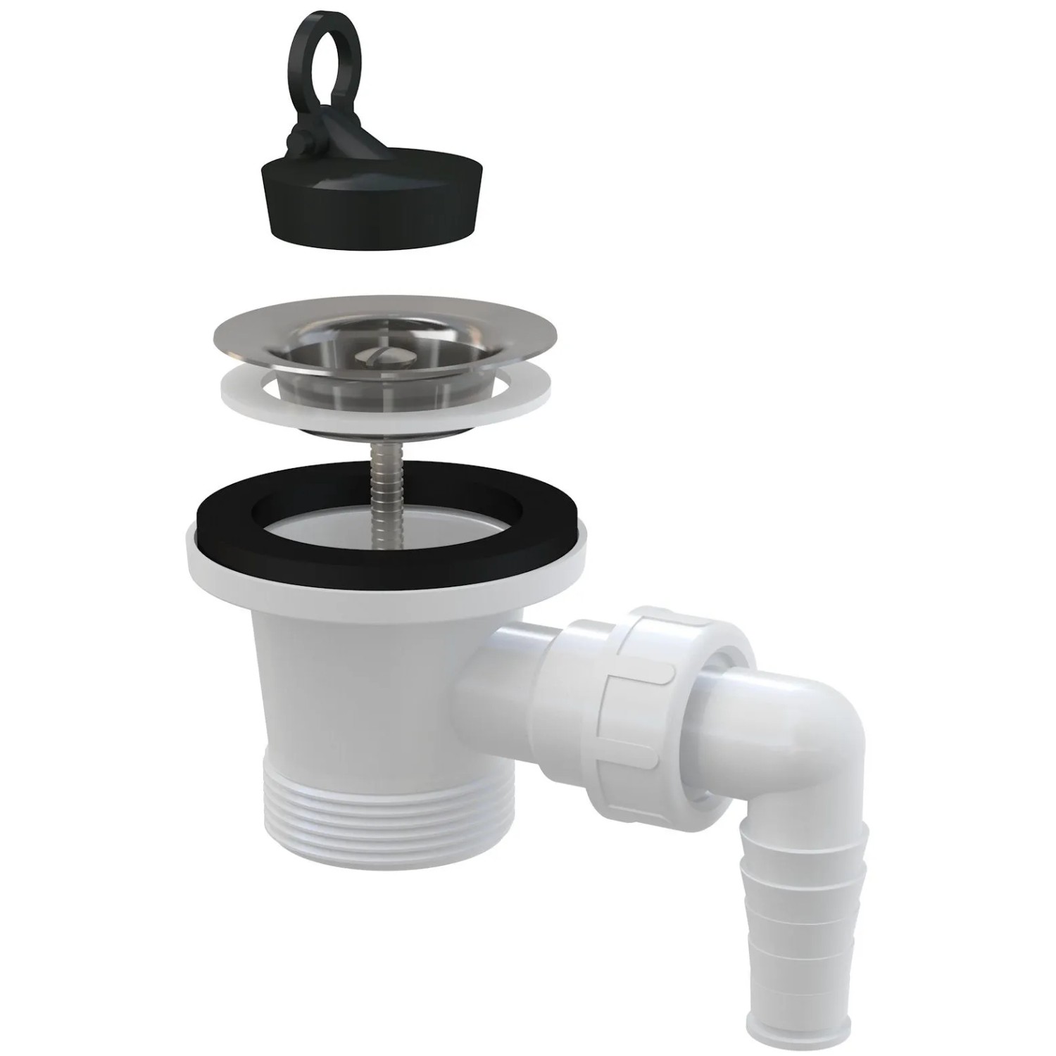 Alca Výpust umyvadlová A31P s příp., nerez mř. pr. 62 mm, pryž. zátka, 6/4"