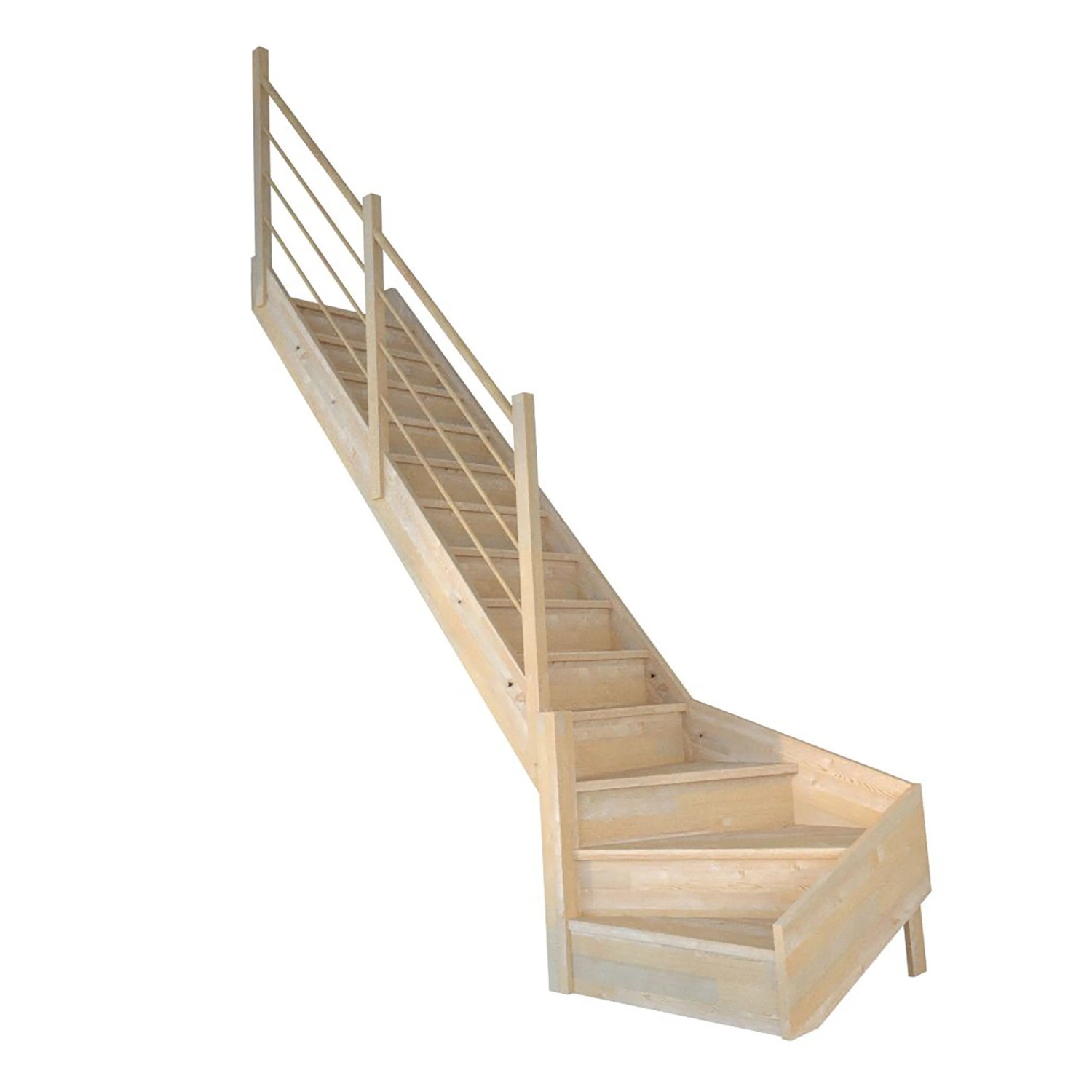 StarWood Schody Korfu smrkové levé uzavřené dřevěné design. zábradlí