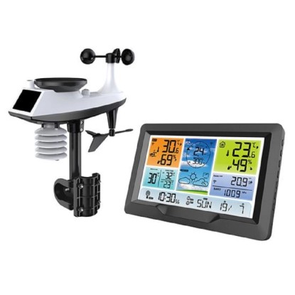 SOLIGHT Meteostanice TE90, LCD displej, teplota/vlhkost, tlak, RCC, černá