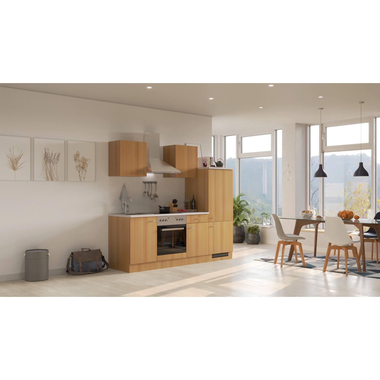 Flex-Well Kuchyně Nano 220 cm/typ 8 - trouba/varná deska/lednice/digestoř