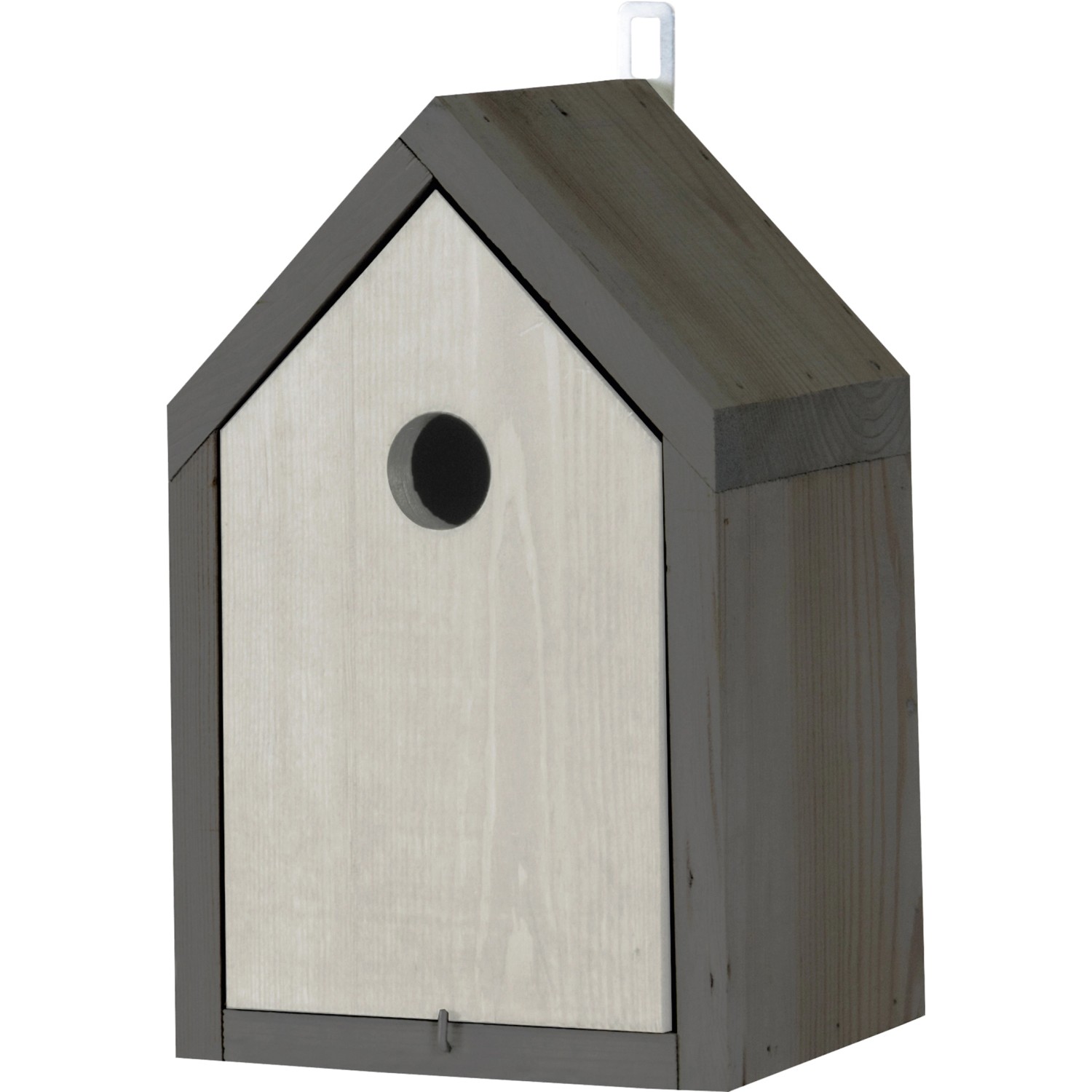 Ptačí budka borovice FSC® světle šedá - antracitová