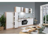 Respekta Kuchyně Merle bílá/dub 300 cm - bez el. přístrojů