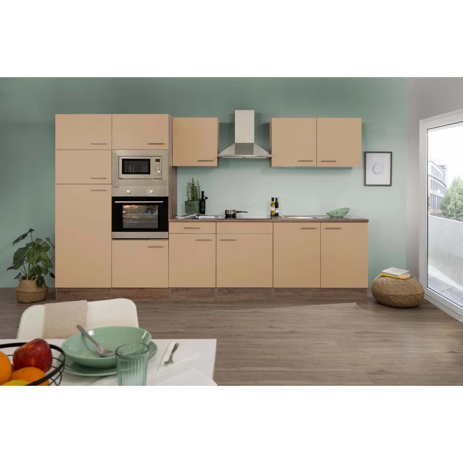 Respekta Kuchyně Oliver cappuccino/dub 330 cm - Bez el. přístrojů