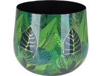 A.H.G Květináč Flora se vzorem listí zelenozlatý pr. 13 x 9 cm