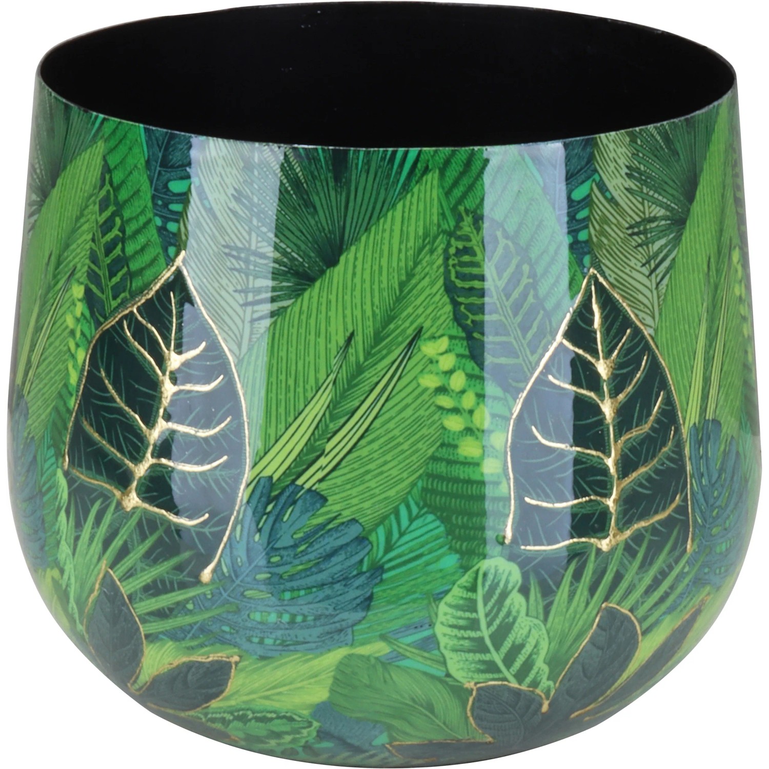 A.H.G Květináč Flora se vzorem listí zelenozlatý pr. 13 x 9 cm