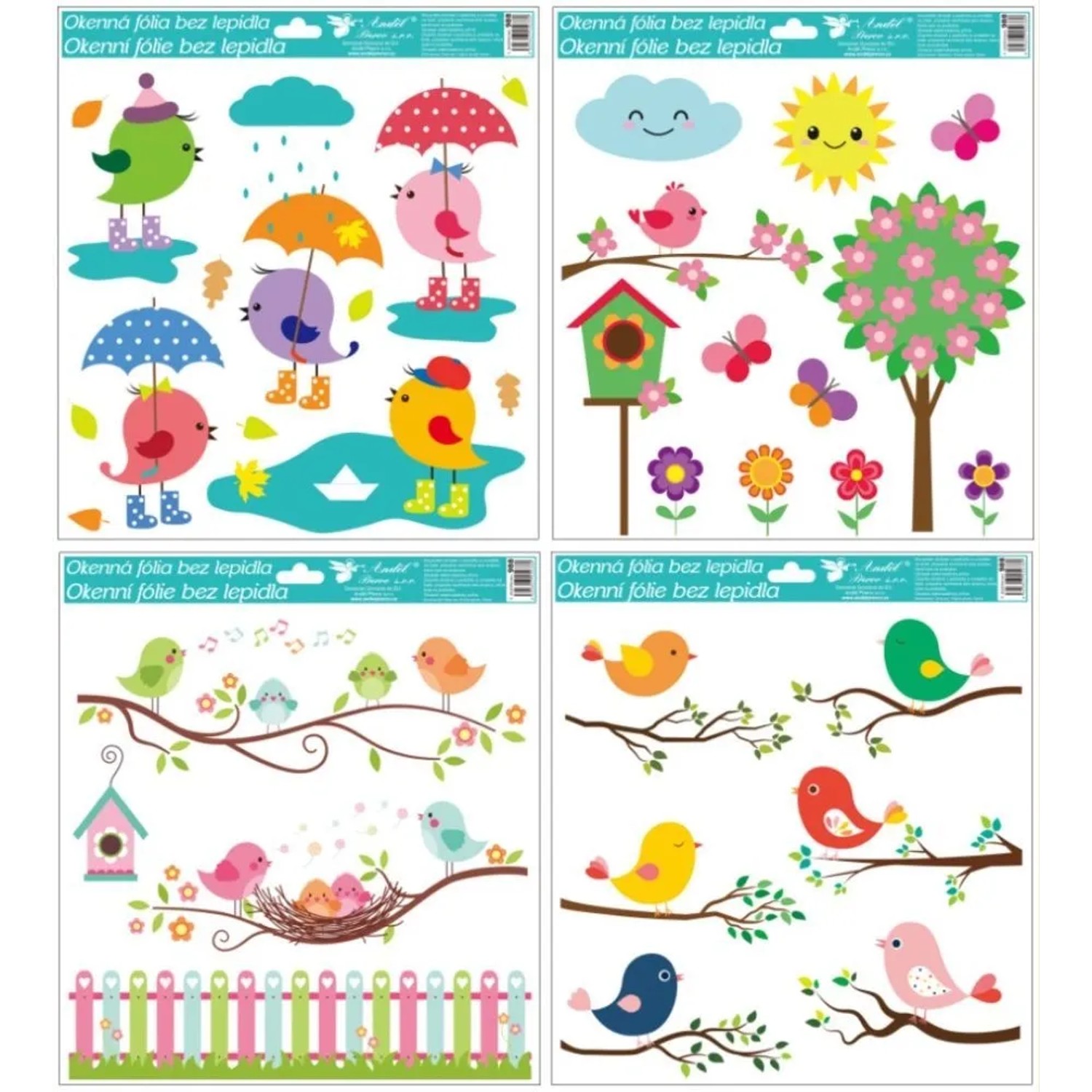 Anděl Přerov Dekorační okenní fólie Ptáčci, různé druhy, 33 x 30 cm