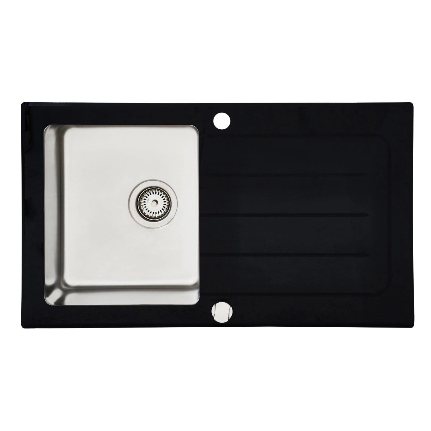 Respekta Kuchyňský dřez s deskou z tvrzeného skla New York černý 21 x 86 x 50 cm