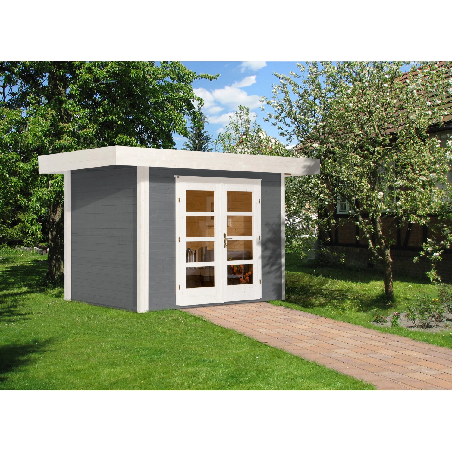 Weka Designový zahradní domek Komfort 126 Plus vel. 1 šedá 295 x 210 cm