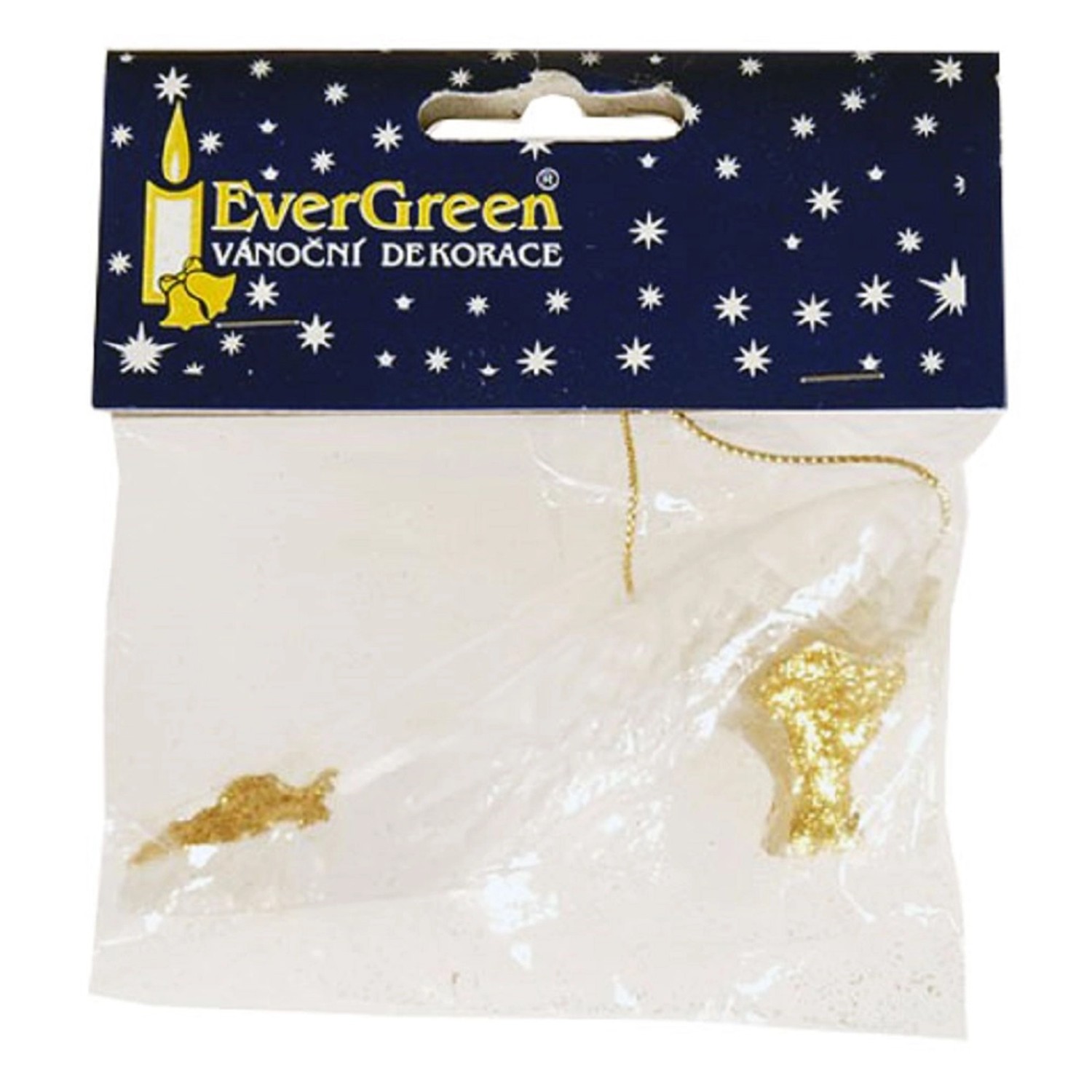 EverGreen Závěsná ozdoba střevíček, zlatá+stříbrné třpytky, 10 cm
