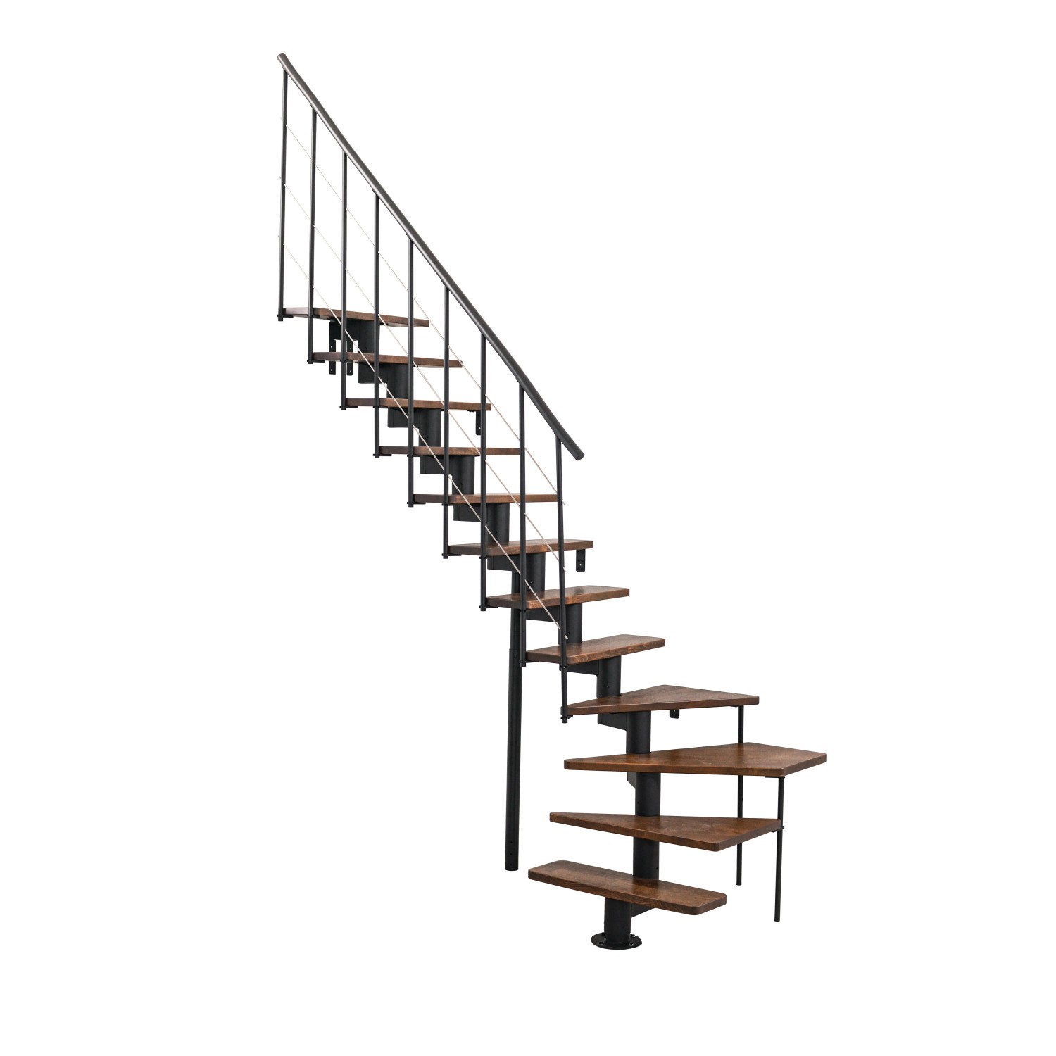 Minka STAIRS Lomené modulové schodiště Comfort Top Turn ořech/černá, 312 cm