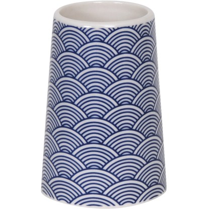 Kelímek na zubní kartáčky Bento keramický modrý/bílý