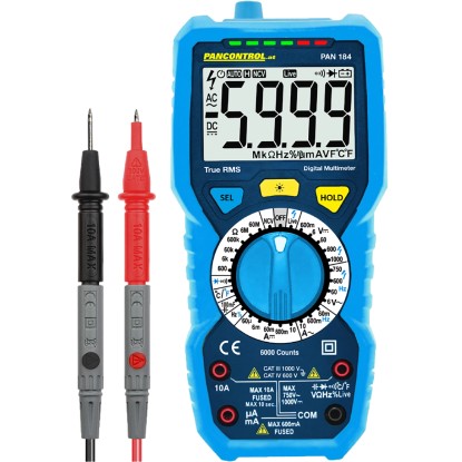 Digitální multimetr Pancontrol PAN 184 PROFI: True RMS, 1000 V, CAT lll, s měřicími kabely.