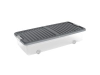 Úložný box W plochý s víkem Butterfly, 4 kolečka šedý 16,5 x 74 x 37 cm