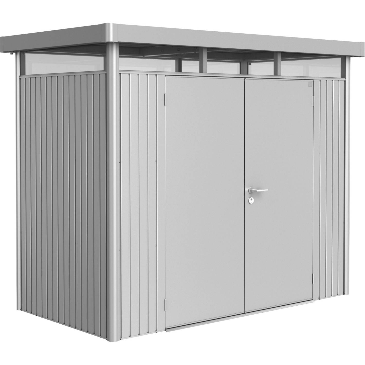 Biohort Plechový domek HighLine H1 2křídlé dveře, stříbrná, 275 x 155 x 222 cm