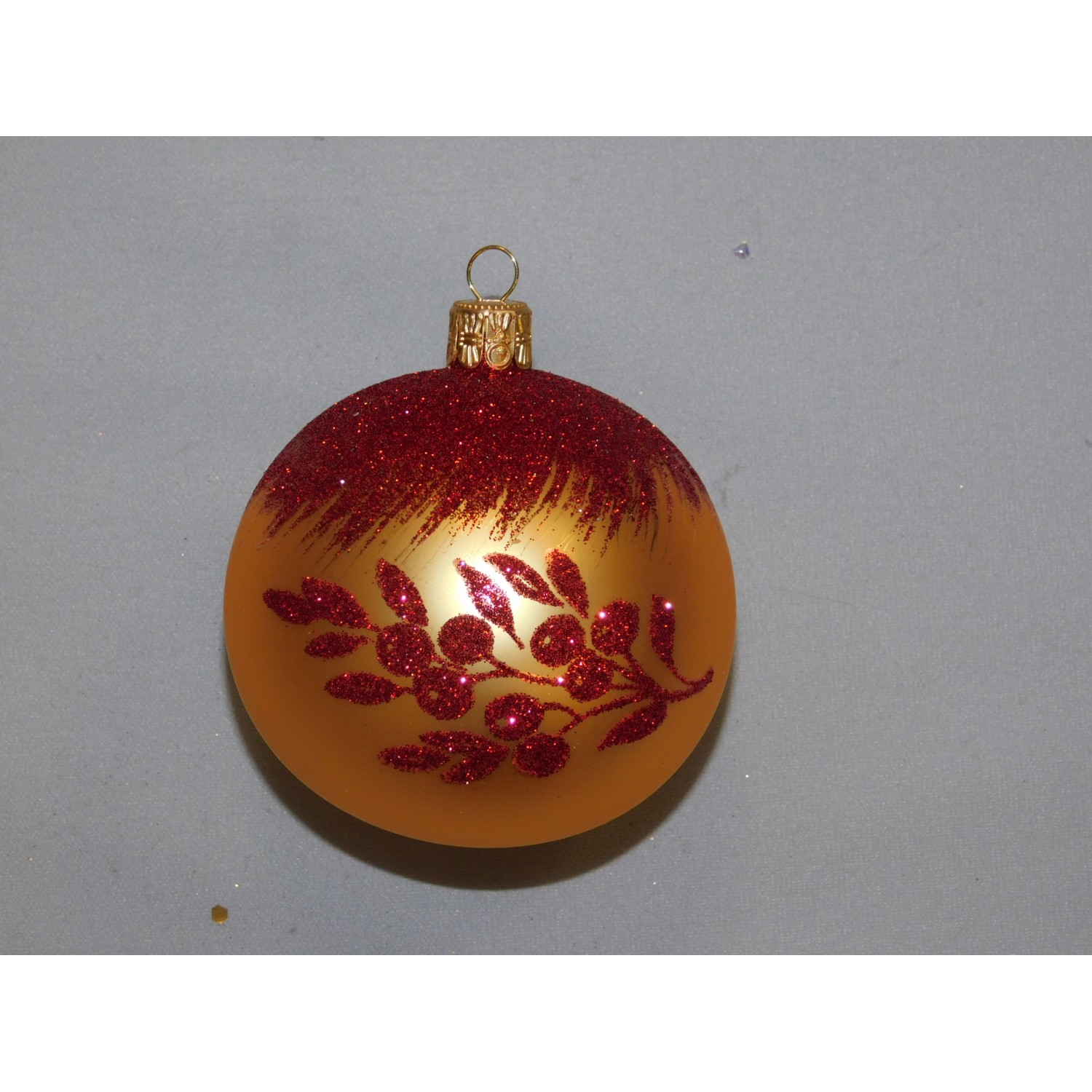 ORNEX Vánoční ozdoba skleněná koule větev zlatá 80 mm