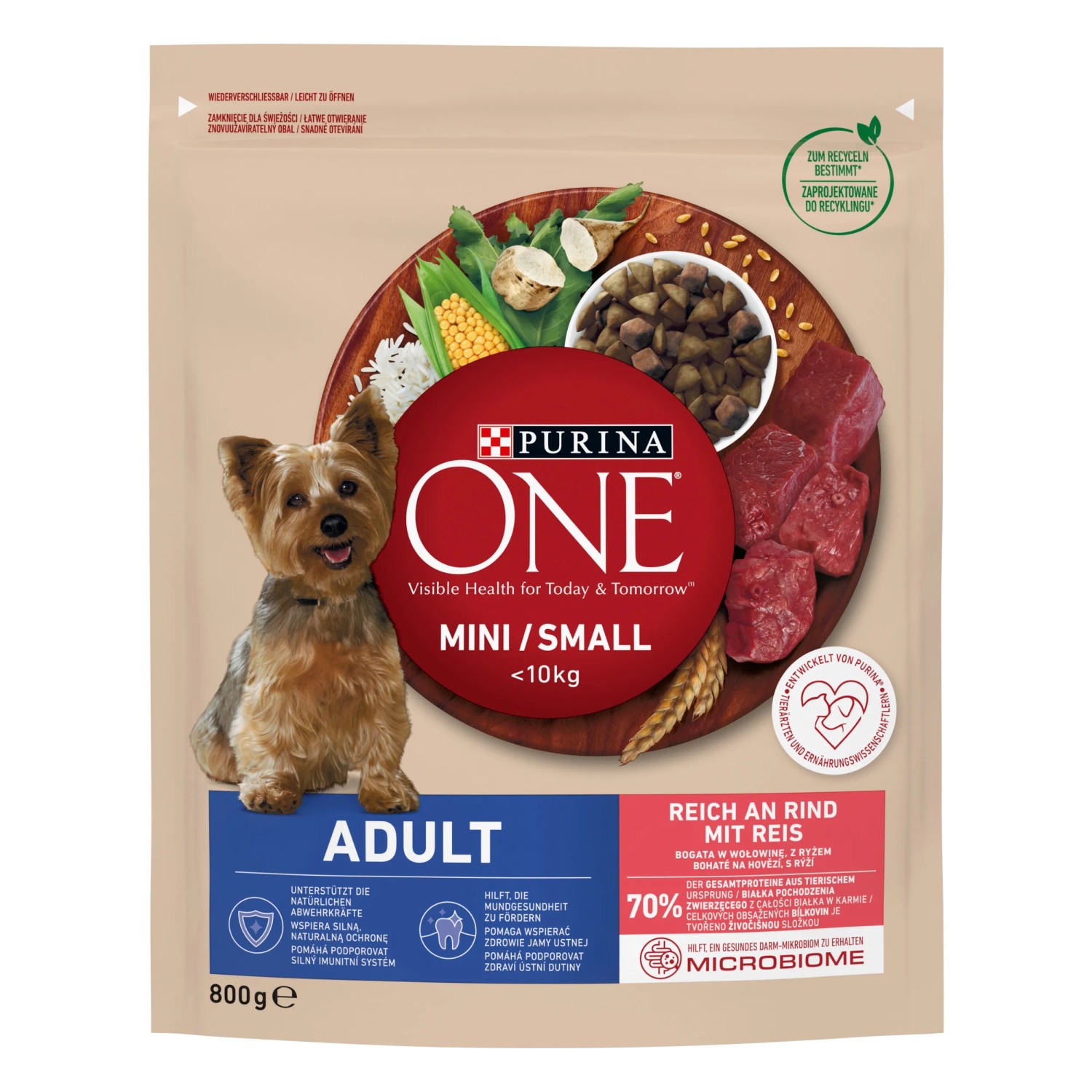 PURINA ONE Mini/Small Adult Granule pro psy hovězí 800 g