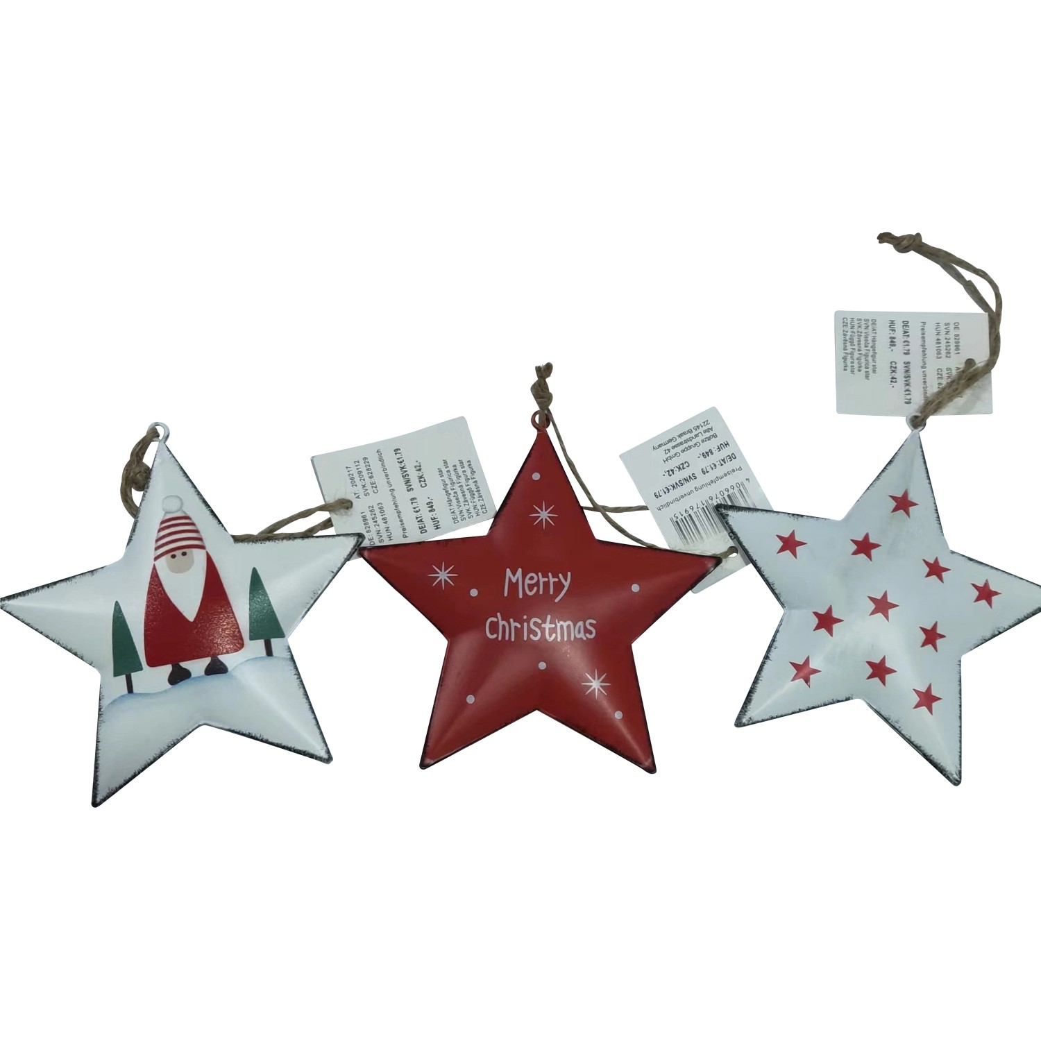 Boltze Vánoční závěsná figurka hvězda, různé provedení, červená-bílá, cca 11 cm