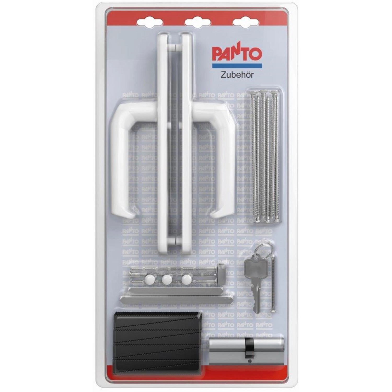 Panto Štítové dveřní kování pro plastové dveře klika-klika, bílá, PZ 92/8 mm