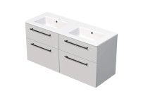 INTEDOOR Koupel.skříň+dvojumyvadlo BEE, úchyt černý, 4zás., š. 121 cm, bílá lesk