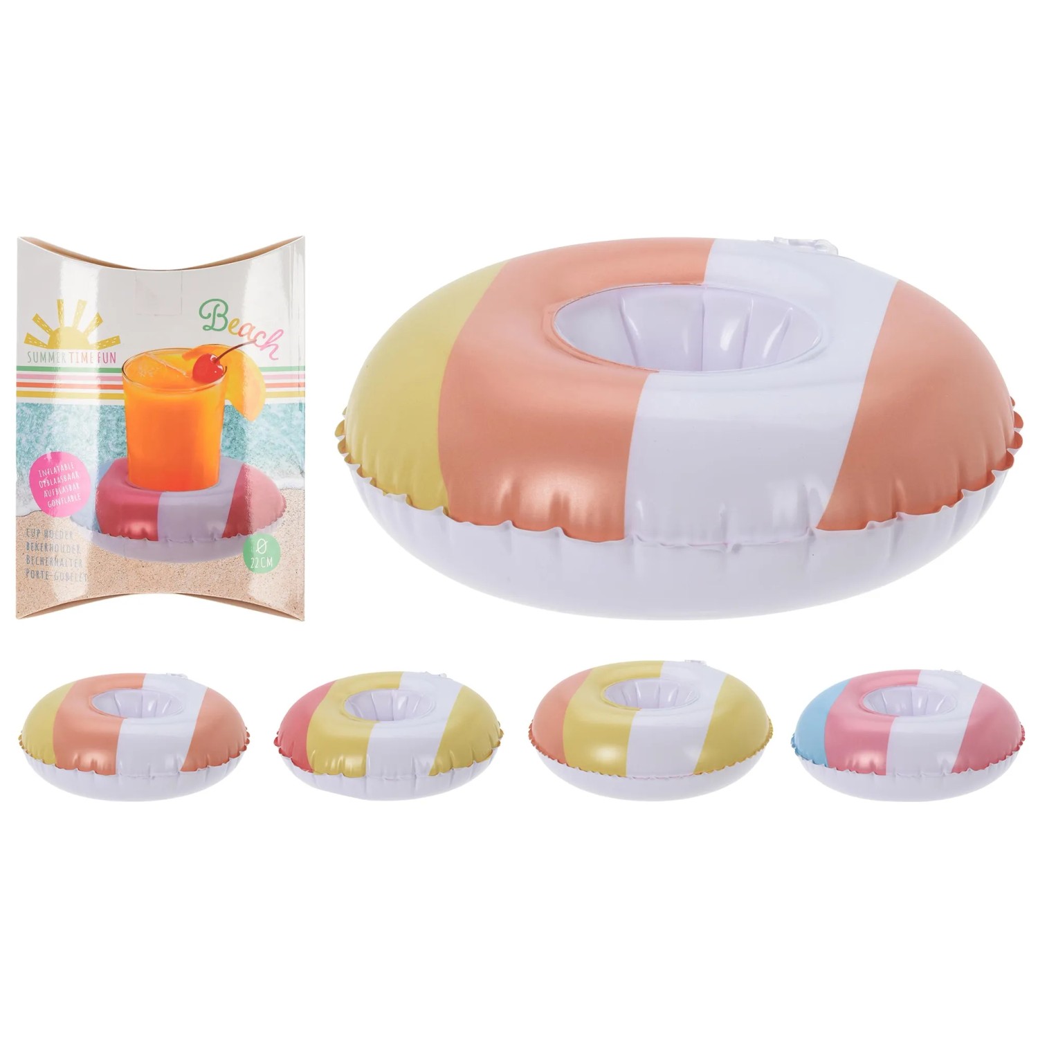 Nafukovací držák na kelímky do bazénu, PVC, různé druhy, pr. 22 cm