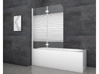 Aurlane Skládací zástěna na vanu White Stripes 2 bílá 115 cm x 140 cm 2křídlá