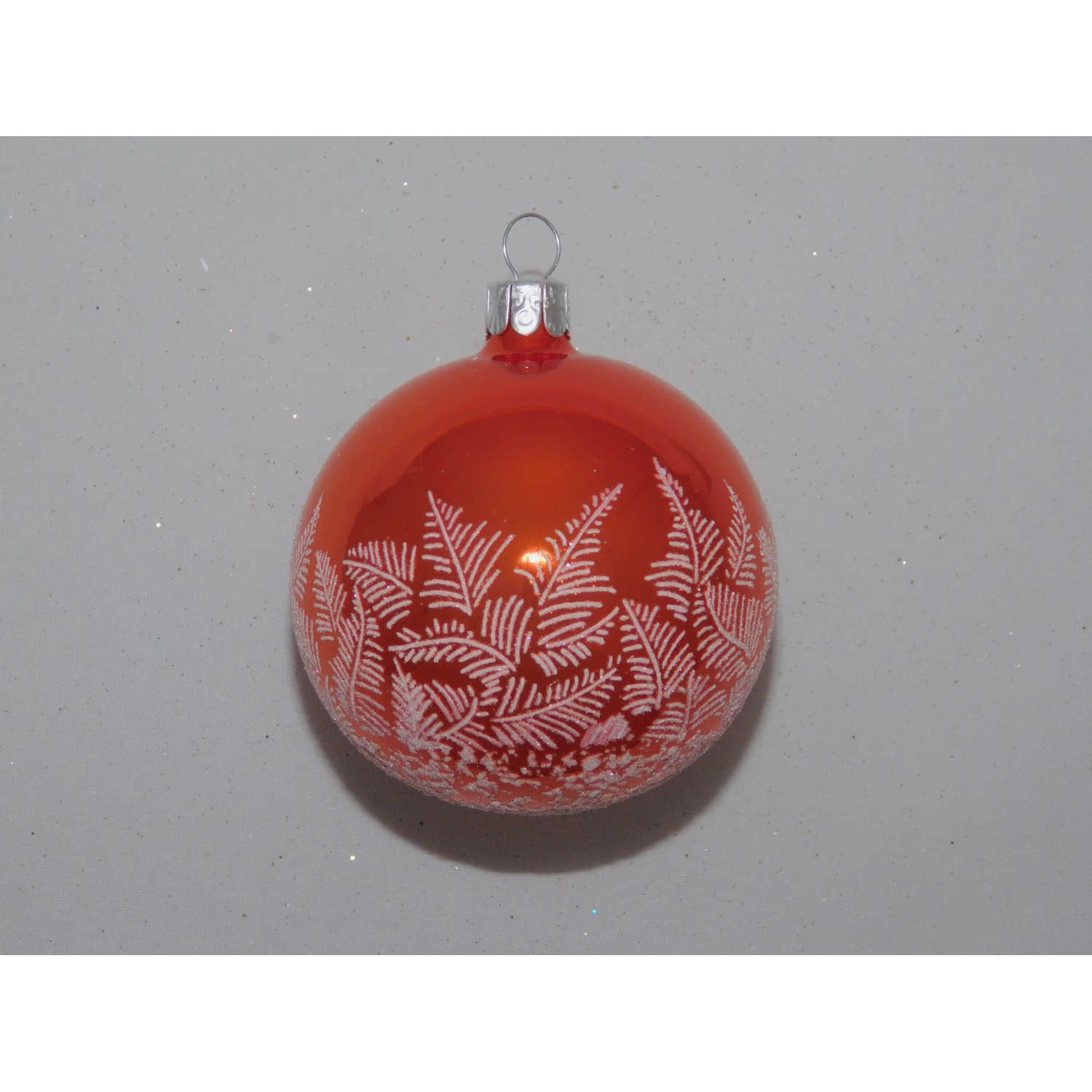 ONREX Vánoční ozdoba skleněná koule oranžová větvičky pr. 7 cm