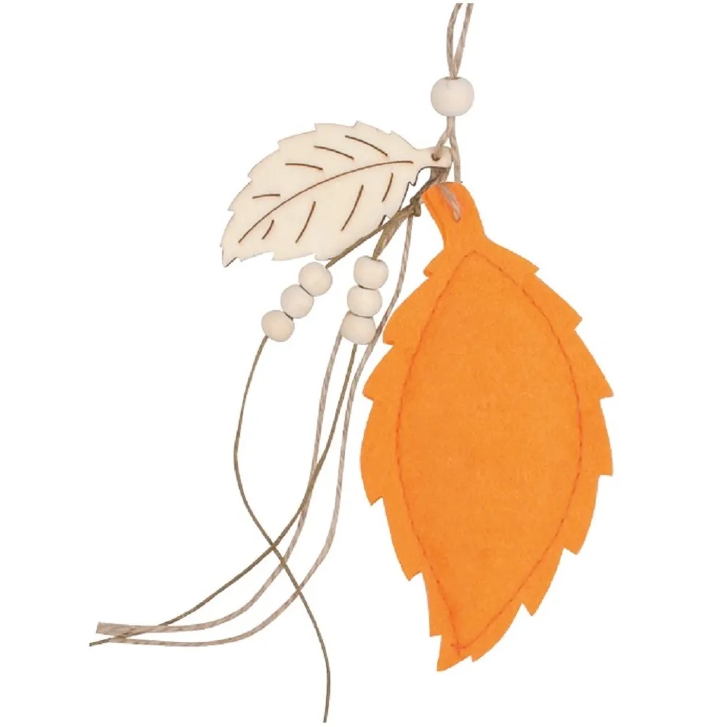 Anděl Přerov List z filcu s ozdobami na pověšení, oranžová, 6 x 12 cm