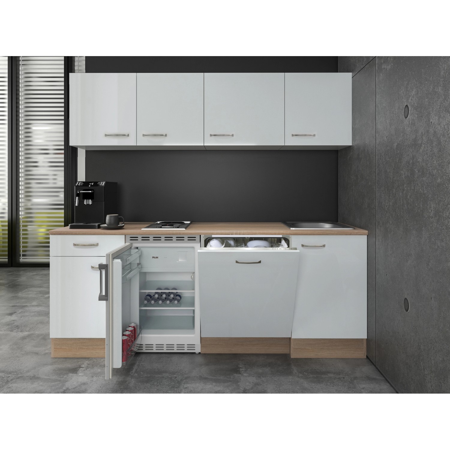 Flex-Well Kuchyně Valero 210 cm/typ 4 - lednice/varná deska/myčka