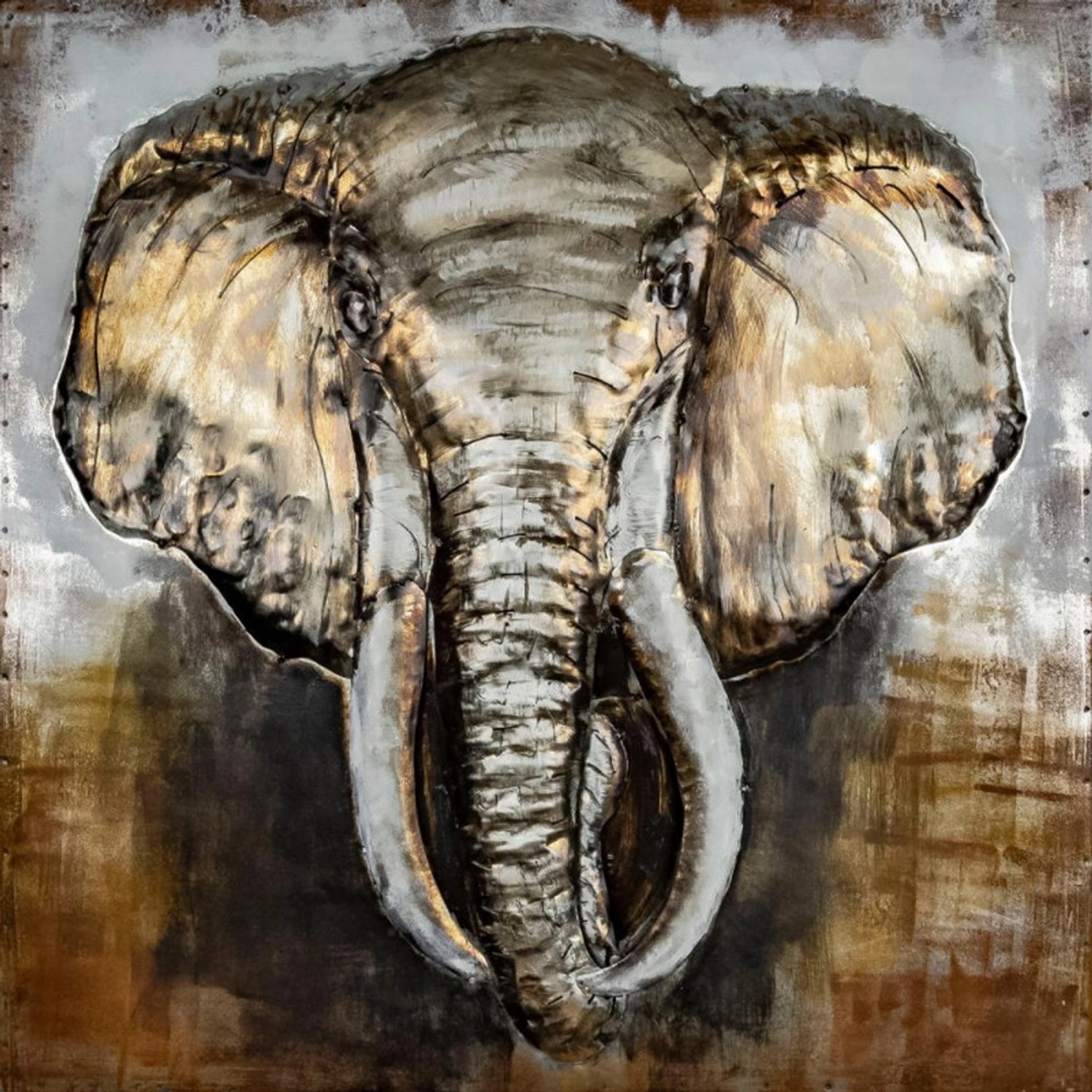 FALC Kovový obraz 3D Slon 80 x 80 cm