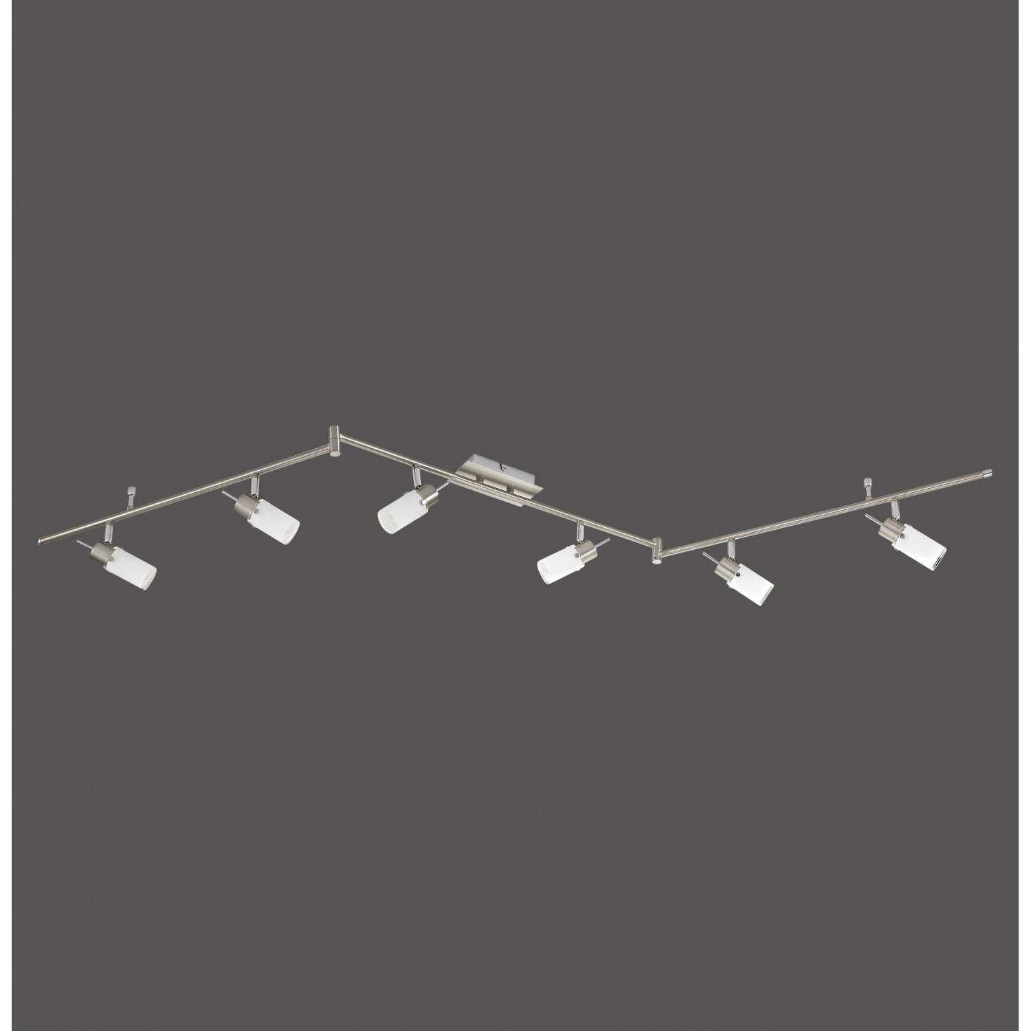 Just Light. Stropní LED svítidlo Max 6bodové, ocel/mléčné sklo, 193 x 13 cm
