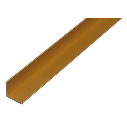 Zlatý hliníkový profil rovných úhlů, 10x10x1000 mm.