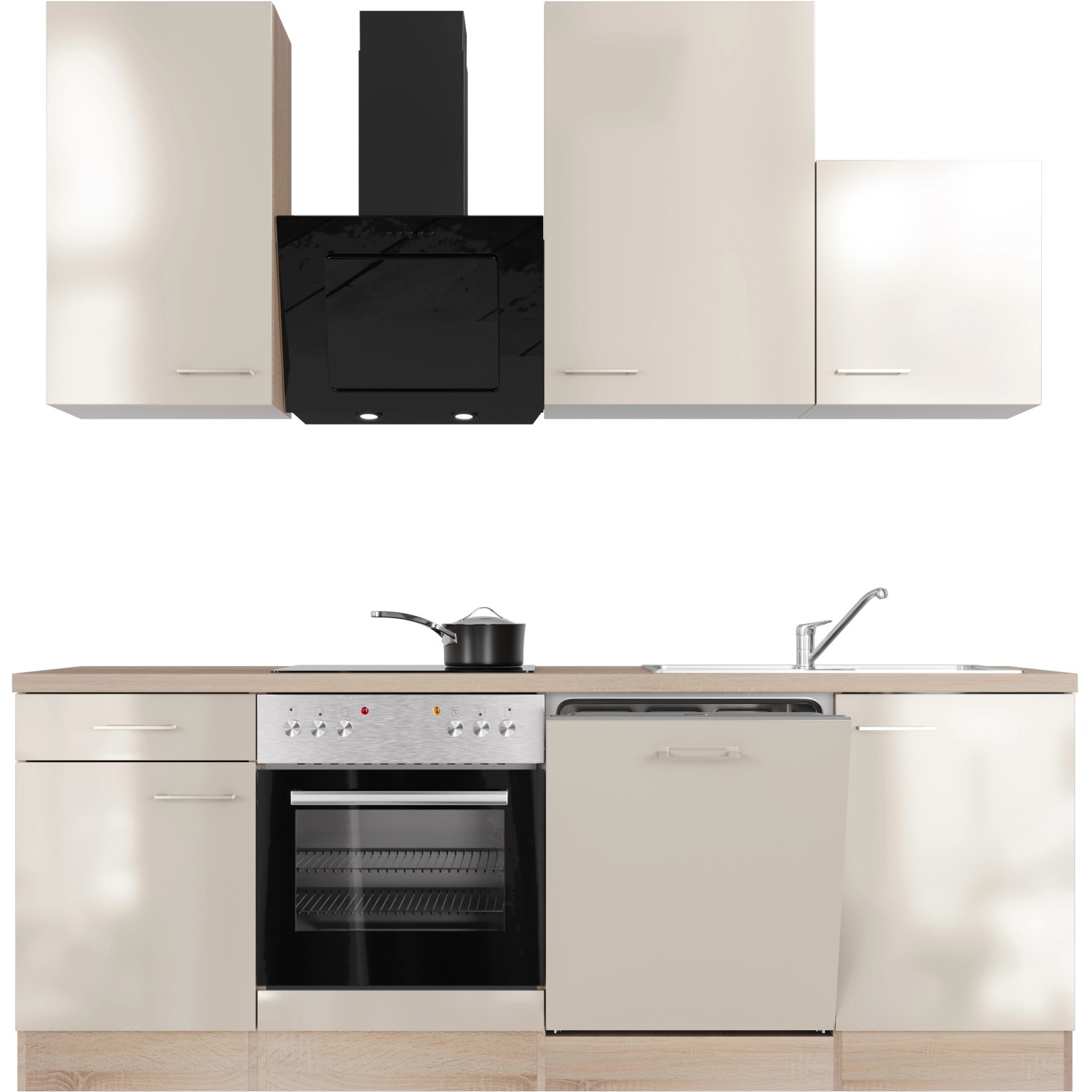 Flex-Well Kuchyně Orlando 220 cm/typ 9 - trouba/varná deska/myčka/digestoř