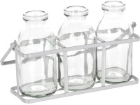 Koopman Sada 3 skleněných váz s kovovým držákem, 18 x 7 x 11 cm