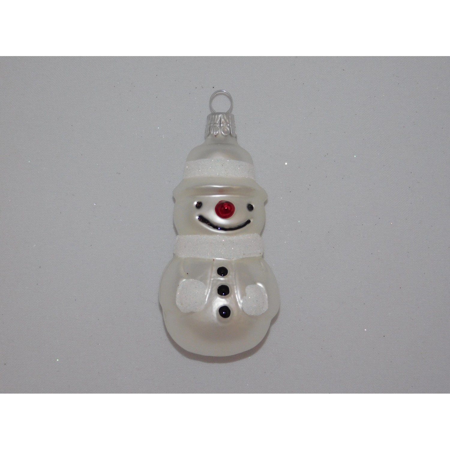Ornex Skleněná vánoční ozdoba sněhulák bílý 8 cm