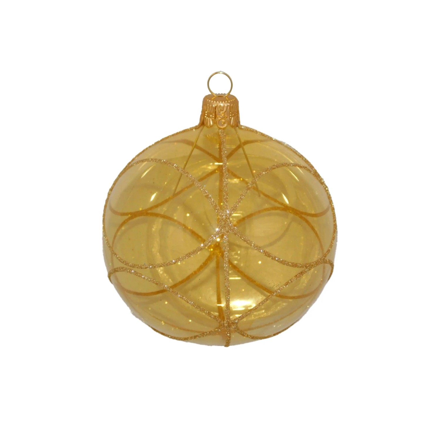 ORNEX Koule skleněná zlatá linky 80 mm