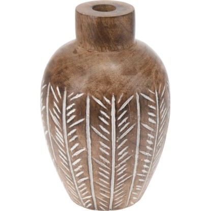 Koopman Dřevěná váza s úzkým hrdlem, 11 x 18 cm