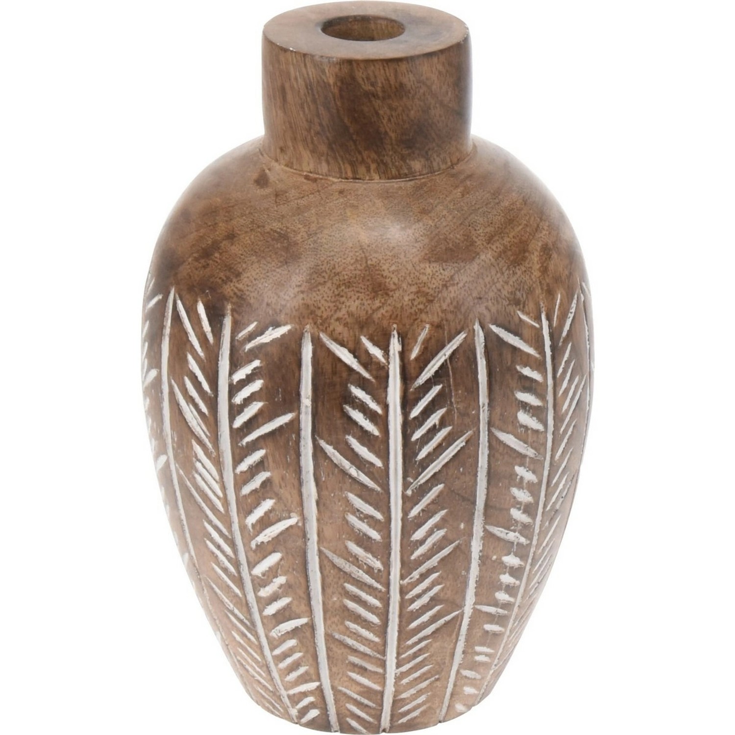 Koopman Dřevěná váza s úzkým hrdlem, 11 x 18 cm