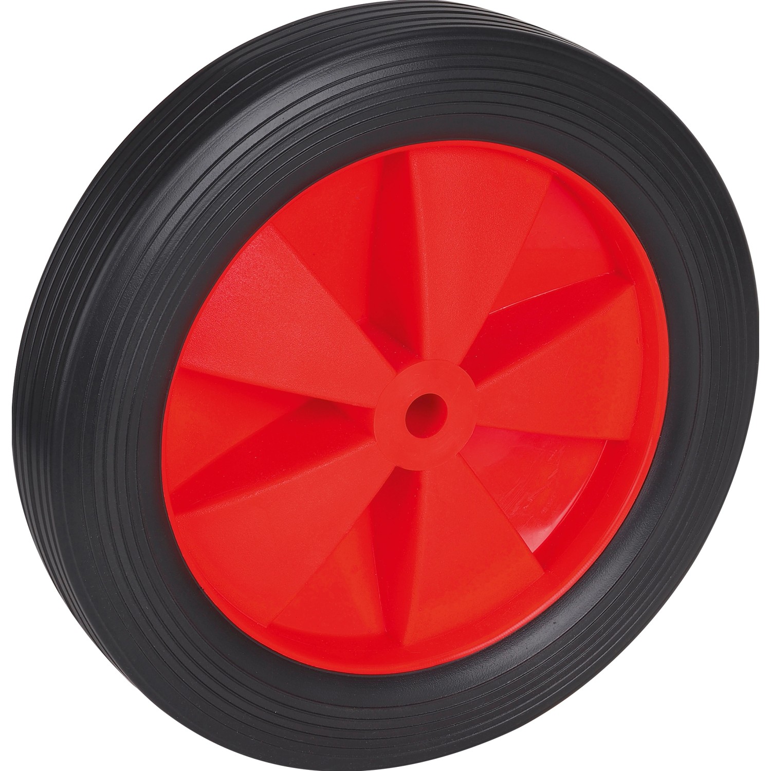 Kolo s plastovým ráfkem a drážkovaným profilem červený, pr. 200 mm, 40 kg