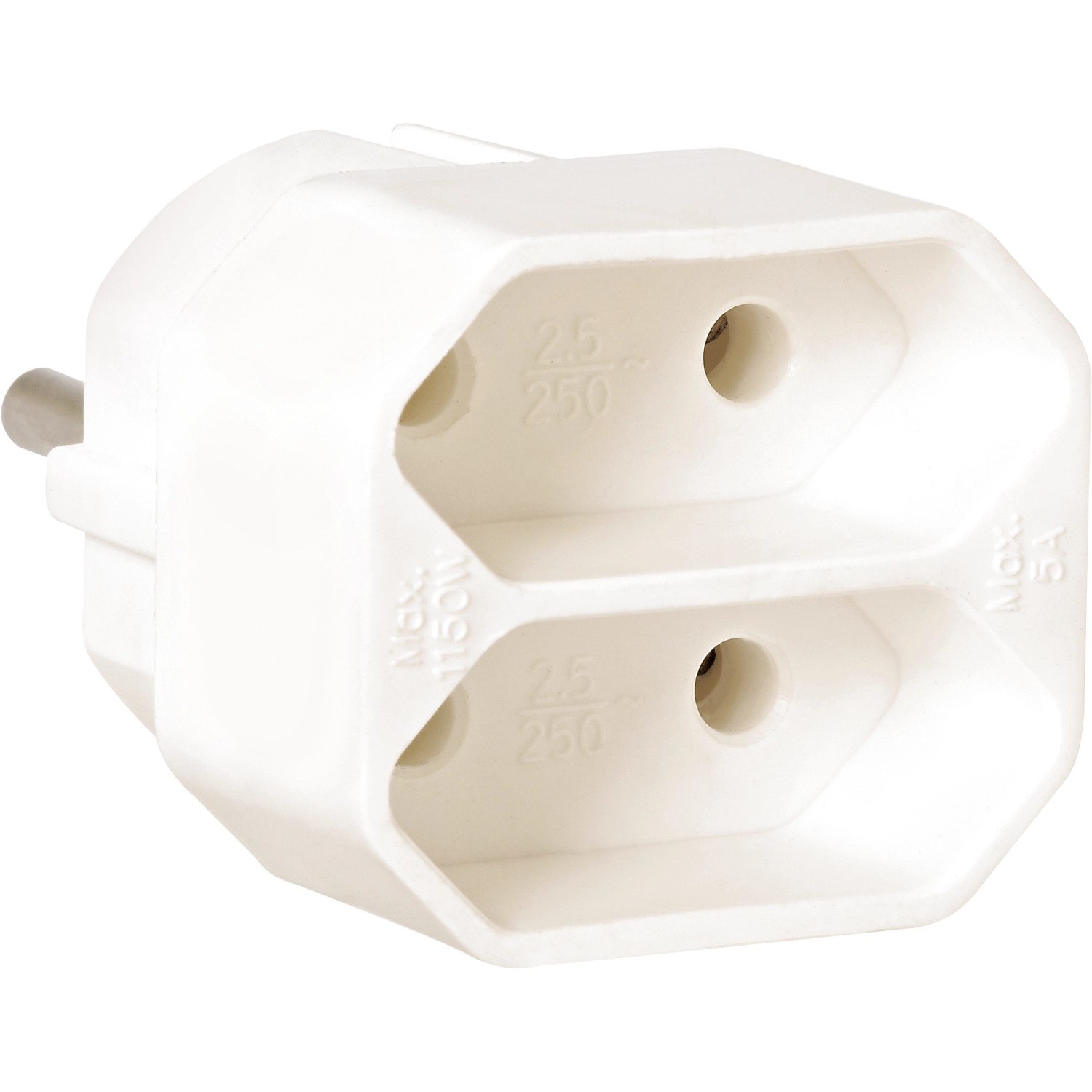 Euro rozbočka do zásuvky se 2 zásuvkami bílá