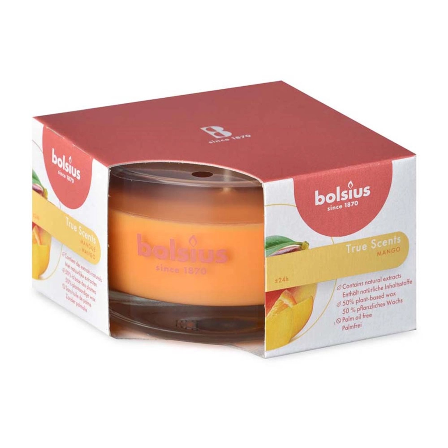 Bolsius Vonná svíčka ve skle Mango, 80 x 50 mm